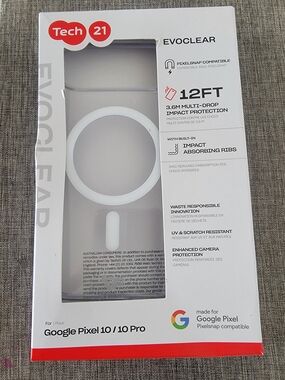 Tech21 EvoClear Clear Case for Google Pixel 10 / 10 Pro - Clear